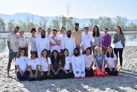 Graduating Class of 2022 of “The Himalayan Yoga Retreat” at Rishikesh with Revered Swami Rakesh ji on the Bank of Blessed River Ganges in the Himalayas